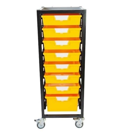 Storsystem Commercial Grade Mobile Bin Storage Cart with 8 Yellow High Impact Polystyrene Bins/Trays CE2097DG-7S1DPY